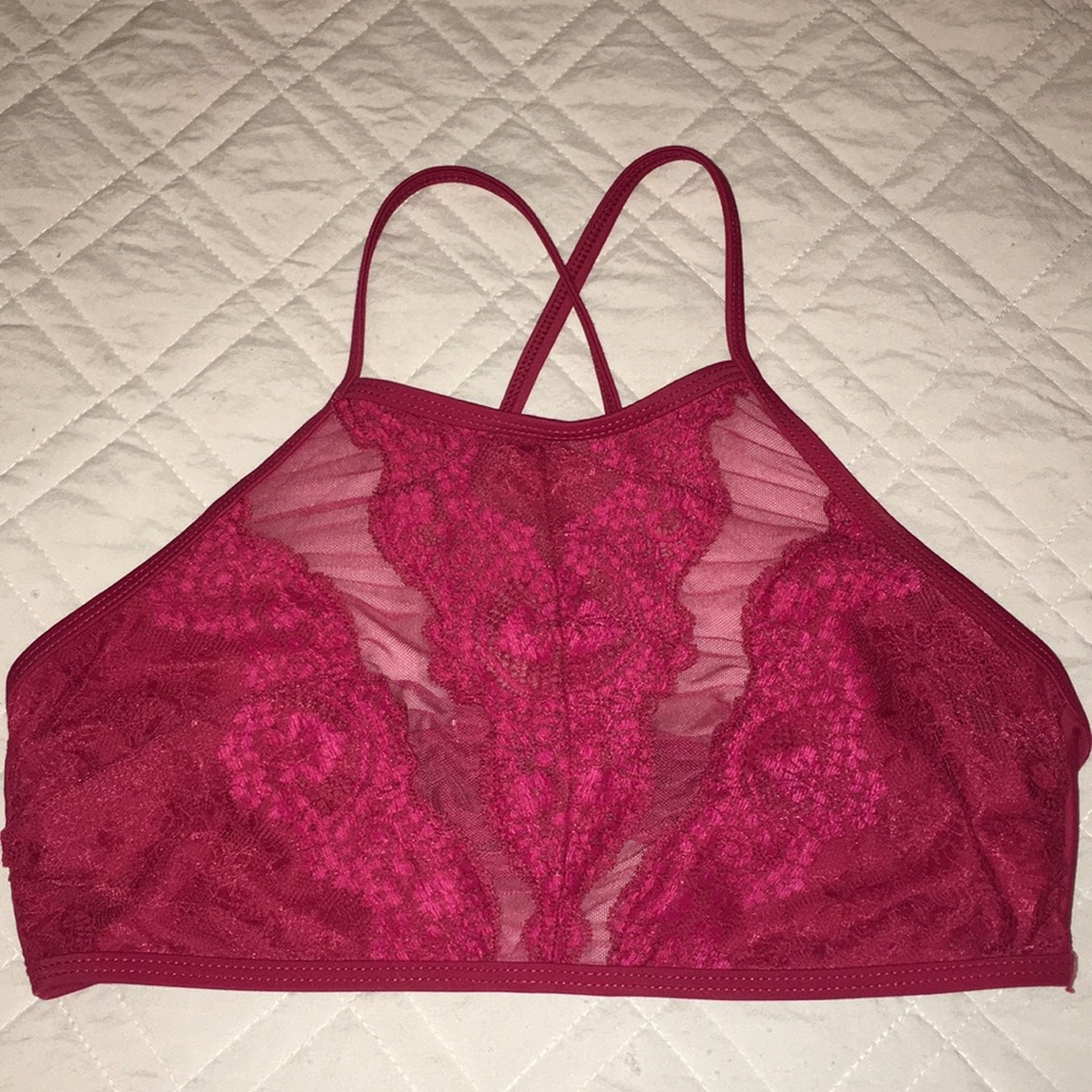 Red lace bikini halter top